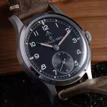 Custom Logo Watch for Men, Custom Watch Dial, Military Quartz, Arabic Dial, BGW9 & C3 Lume, Domed Crystal, VD78, Leather Strap